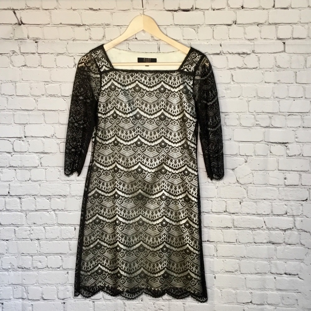 ALEX MARIE BLACK LACE 3/4 LENGTH SLEEVE DRESS 2